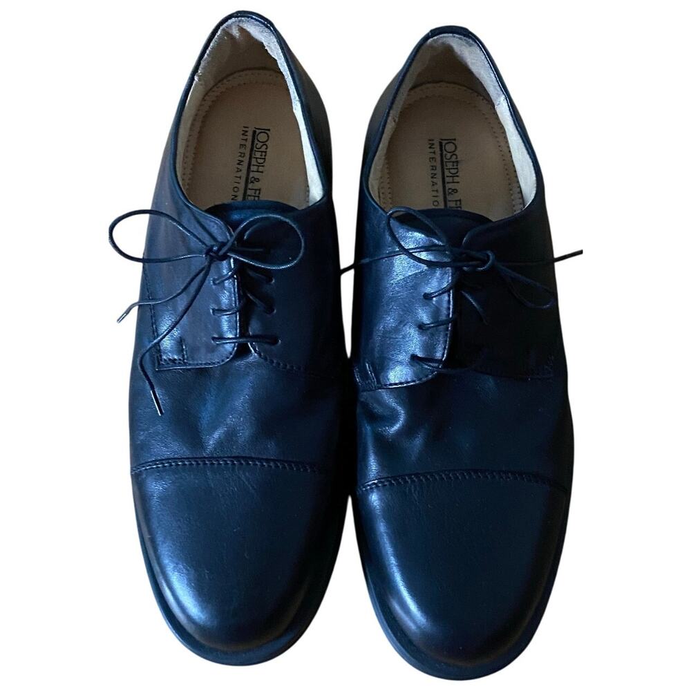 Joseph * Feiss International Cap-Toe Oxford Men's Dress Shoes, Black, Size 10
